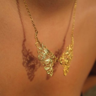 Vòng cổ thiết kế Wings filigree đồng mạ vàng 24k